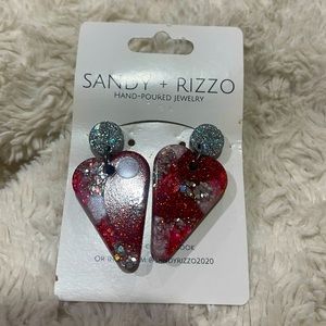 Red and Silver Heart Earrings